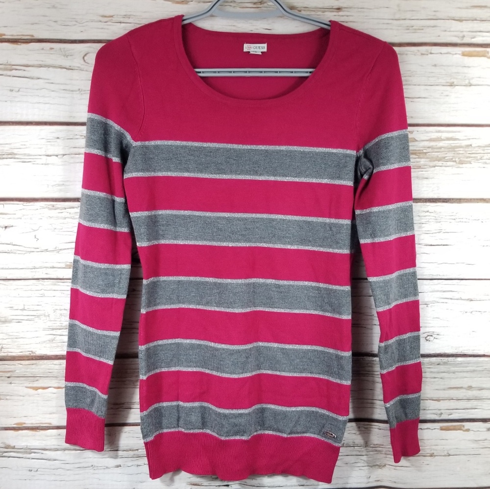 Guess Pink and Gray Striped Sweater, SP